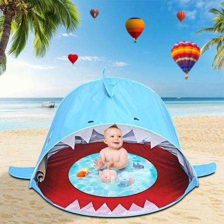 Tente de plage pour bébé avec piscine UPF 50+ Tente d'extérieur pour abri solaire de plage pour bébé et enfants
 