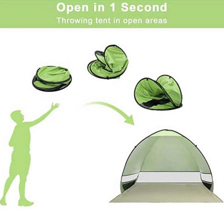 tente de plage pop up pour 1 à 3 personnes classée UPF 50+ pour une protection solaire UV
 