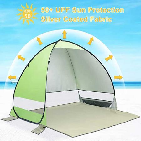 tente de plage pop up pour 1 à 3 personnes classée UPF 50+ pour une protection solaire UV
 