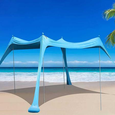 abri solaire pour auvent de plage abri solaire escamotable 10 x 10 FTUPF50+ avec poteaux en aluminium pour camping de plage et extérieur
 