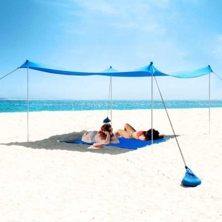 Tente de plage pop-up UPF50 + avec poteaux en aluminium pour le camping sur la plage et l'extérieur
 