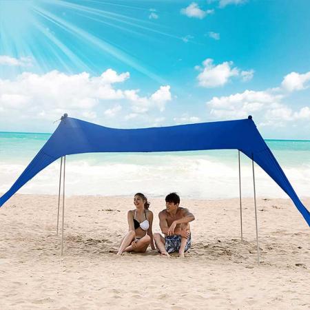Tente de plage pop-up UPF50+ avec auvent pare-soleil avec poteaux en aluminium pour le camping sur la plage et à l'extérieur
 