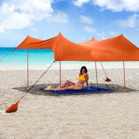Auvent pop up abri soleil 4 pôles avec sac de transport pour plage pêche camping et extérieur tente de plage familiale
 