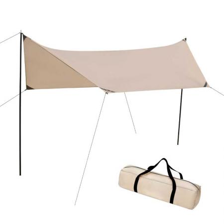 hamac anti-pluie camping facile à installer il comprend des piquets avec un grand sac de transport
 
