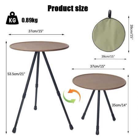 Table ronde de camping pliable extérieure Portable Table de pique-nique pliante hauteur 35-53.5cm 