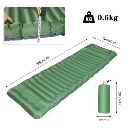 Matelas d'air gonflable ultra-léger en TPU personnalisé Tapis de couchage extérieur avec oreiller attaché épais 10 cm 