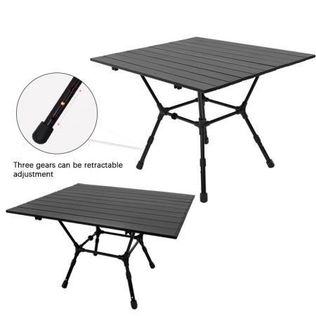 2023 NOUVELLE ARRIVÉE Camping Table carrée Table réglable en hauteur 43-49cm Table de plage pliante OEM ODM 