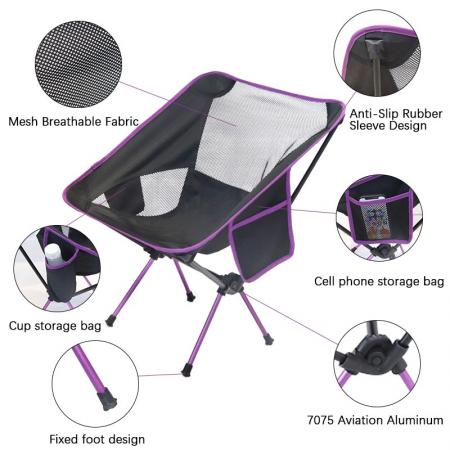 Chaise de plage pliable à prix bon marché Chaise de camping pliante en plein air Chaise portable en métal en aluminium 