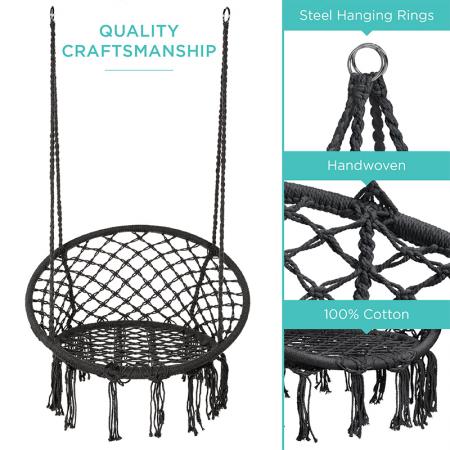 Chaise hamac macramé balançoire suspendue chaise balançoire en corde de coton 