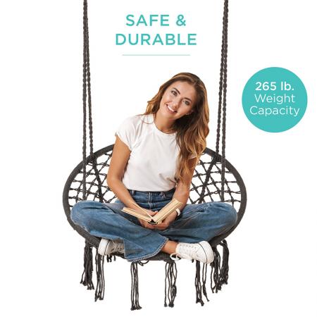 Chaise hamac macramé balançoire suspendue chaise balançoire en corde de coton 