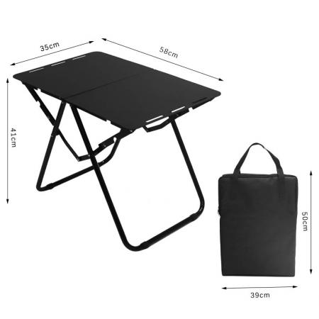 Mini Table de pique-nique de camping en aluminium, pliable et ultralégère, noire, légère et portative, pliable pour la randonnée en plein air
         