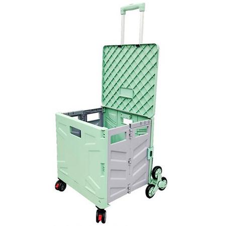 Boîte de rangement en plastique de haute qualité chariot pliant de chariot à provisions portatif de chariot avec 8 roues vert jaune rose 
