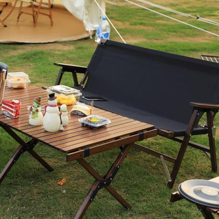 Double chaise en bois massif de pique-nique de Camping de plage extérieure portative 