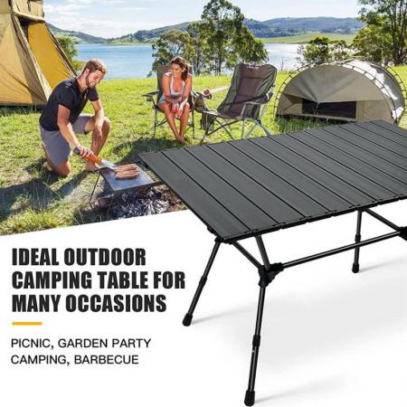 Grande table pliante carrée en aluminium de camping légère avec sac de rangement 