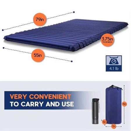 Tapis de couchage de camping gonflable ultraléger avec pompe à pied intégrée 