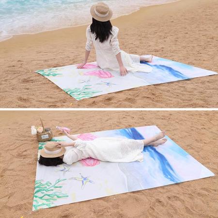 Tapis de plage léger, tapis de pique-nique extérieur, tissu imperméable résistant à l'humidité 