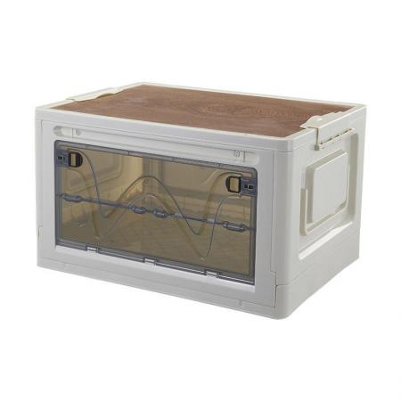 Boîte de rangement pliable extérieure avec couvercles en bois 