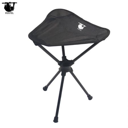 Mini chaise de camping portable à trois pieds, pivotante à 360 degrés, en aluminium 