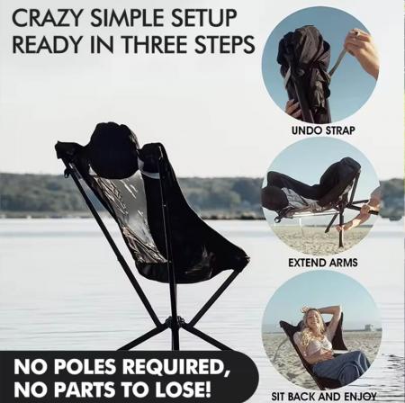 Chaise de camping légère et confortable à rotation de 360° avec oreiller 