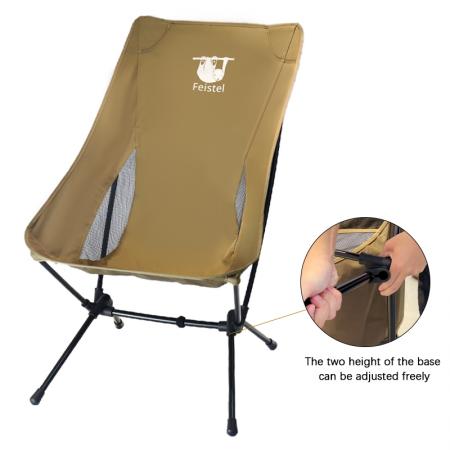 Chaise de camping pliante ultralégère à dossier haut, assise polyvalente, avec sac de rangement 