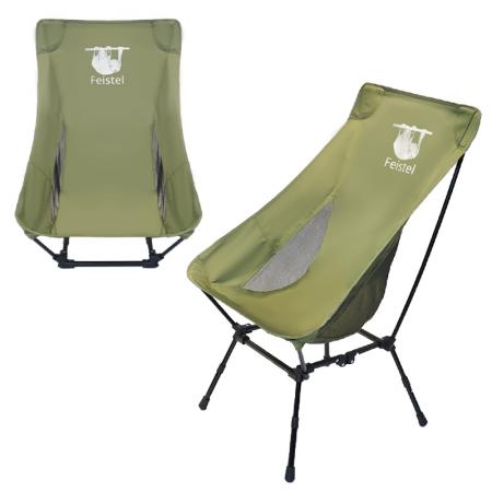 Chaise de camping pliante à dossier haut ultralégère d'extérieur avec sac de transport 