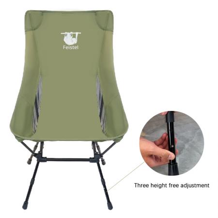 Chaise de camping pliante à dossier haut ultralégère d'extérieur avec sac de transport 