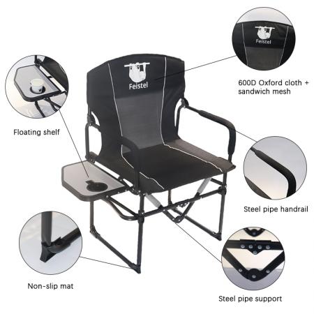 chaise de camping pliante de directeur portatif de relaxation extérieure d'Oxford 600D avec la table d'appoint 