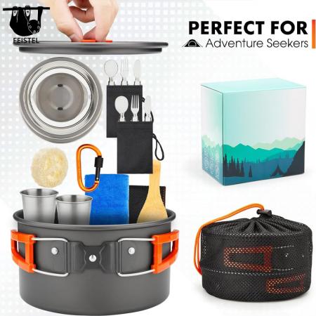 Ensemble d'ustensiles de cuisine portables pour pique-nique de Camping, combinaison de vaisselle pour 2 à 3 personnes 