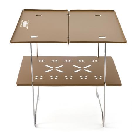 Mini table de camping pliante pratique en aluminium à double couche pour l'extérieur
     