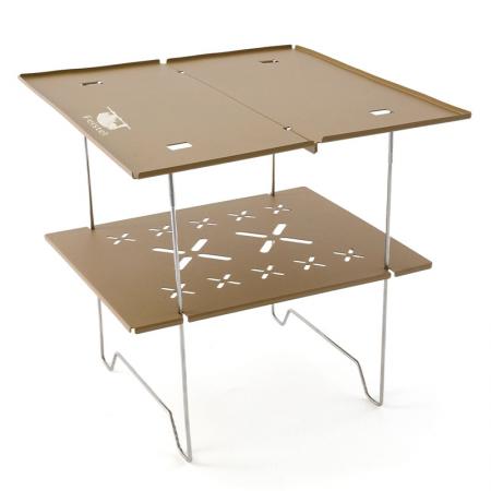 Mini table de camping pliante pratique en aluminium à double couche pour l'extérieur
     