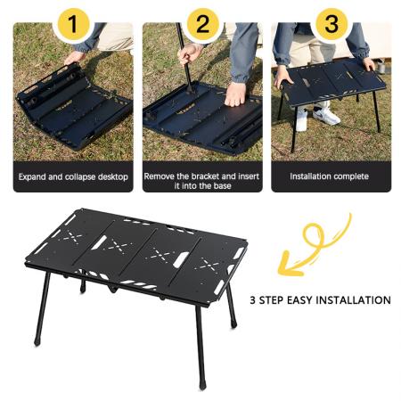 Kit de table de camping pliante extérieure IGT avec sac de transport pour la randonnée, barbecue, fête, plage 