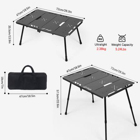 Kit de table de camping pliante extérieure IGT avec sac de transport pour la randonnée, barbecue, fête, plage 