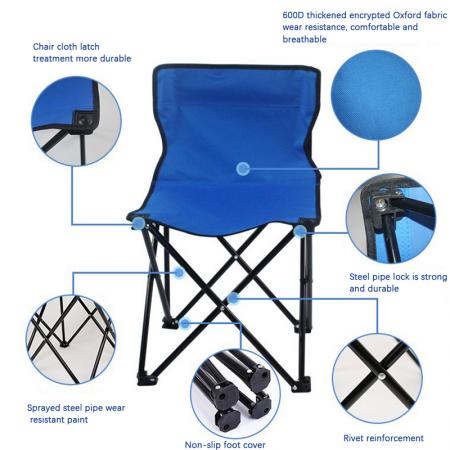 Portabilité pliante de qualité flexible en métal chaise de camping pliant extérieur sans accoudoirs 
