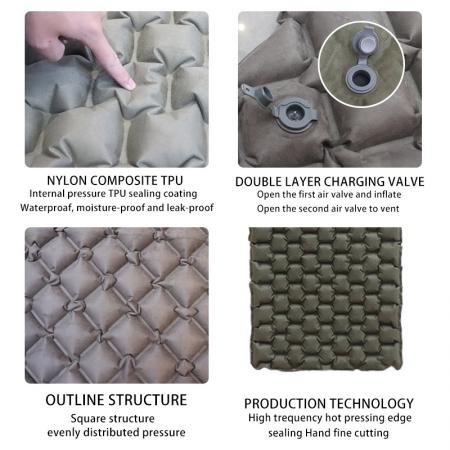 ultralight double sided suede waterproof tpu inflatable camping sleeping pad