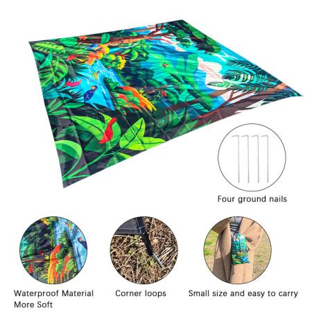 Grand tapis de pique-nique imperméable imprimé personnalisé pour randonnée, camping, plage 