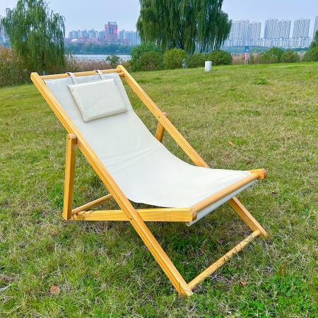 Chaise longue pliante en bois pour camping et plage 