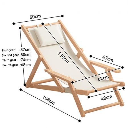 Chaise longue pliante en bois pour camping et plage 