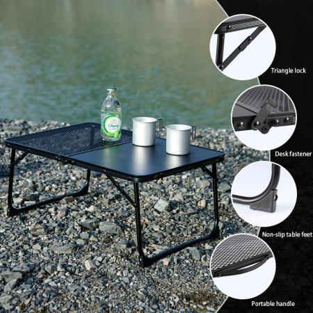 Mobilier de jardin extérieur Table de camping portable ultralégère en maille Table pliante en aluminium IGT