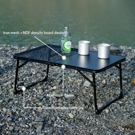 Mobilier de jardin extérieur Table de camping portable ultralégère en maille Table pliante en aluminium IGT