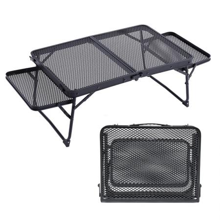 Table pliante d'extérieur en maille métallique pour camping moderne, table de barbecue légère en fer