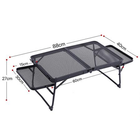 Table pliante d'extérieur en maille métallique pour camping moderne, table de barbecue légère en fer
