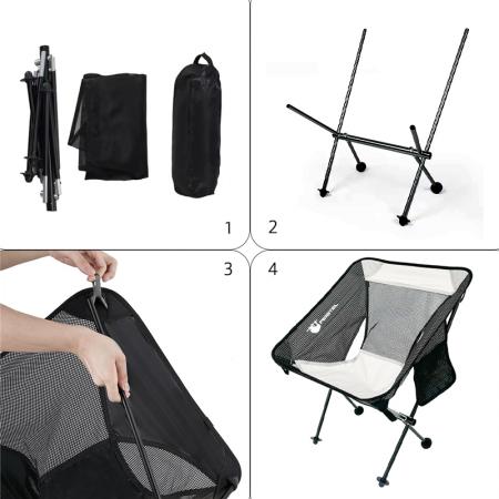 Chaise de plage pliante personnalisée avec poches latérales et chaises de camping pliables 