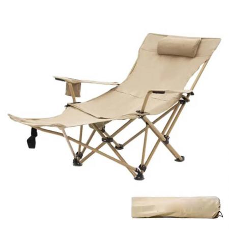 Chaise de pêche inclinable et pliable en métal avec repose-pieds amovible 