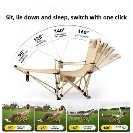 Chaise de pêche inclinable et pliable en métal avec repose-pieds amovible 