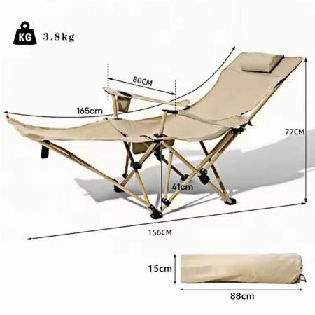 Chaise de pêche inclinable et pliable en métal avec repose-pieds amovible 