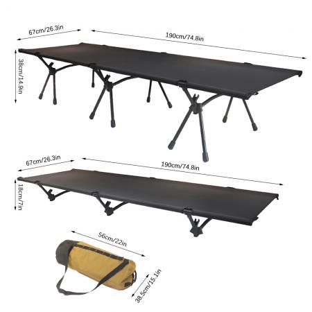 Vente en gros d'équipement de randonnée, lit de voyage, lit de camping pliable à hauteur réglable