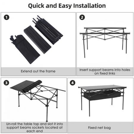 Table de plage pliante ultralégère avec sac de transport, table de camping, de pique-nique, de cuisine, de voyage en plein air