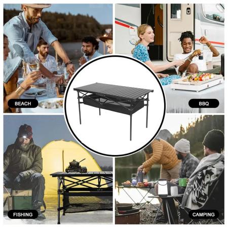 Table de plage pliante ultralégère avec sac de transport, table de camping, de pique-nique, de cuisine, de voyage en plein air