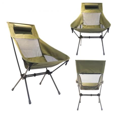 Chaise de plage/camping portable pliante à dossier haut, respirante et élargie, avec barres parallèles. 