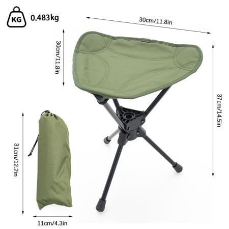 Tabouret de camping pivotant à 360° en alliage d'aluminium léger et tissu Oxford 